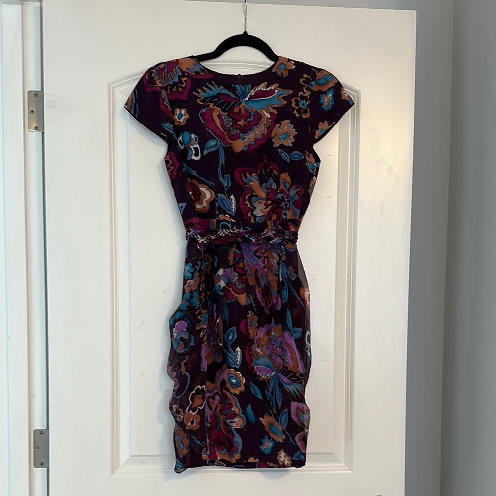Nanette Lepore Purple Paisley Cape Sleeve Dress - Size 2